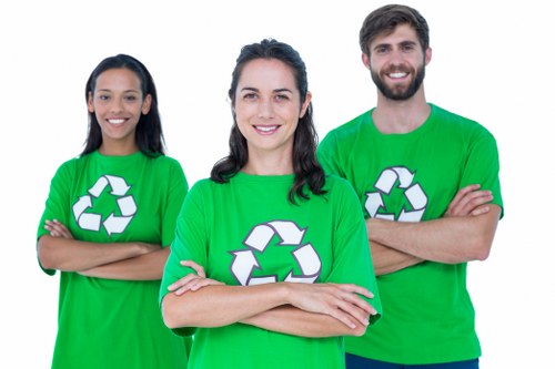 Recyclable materials being sorted on a construction site